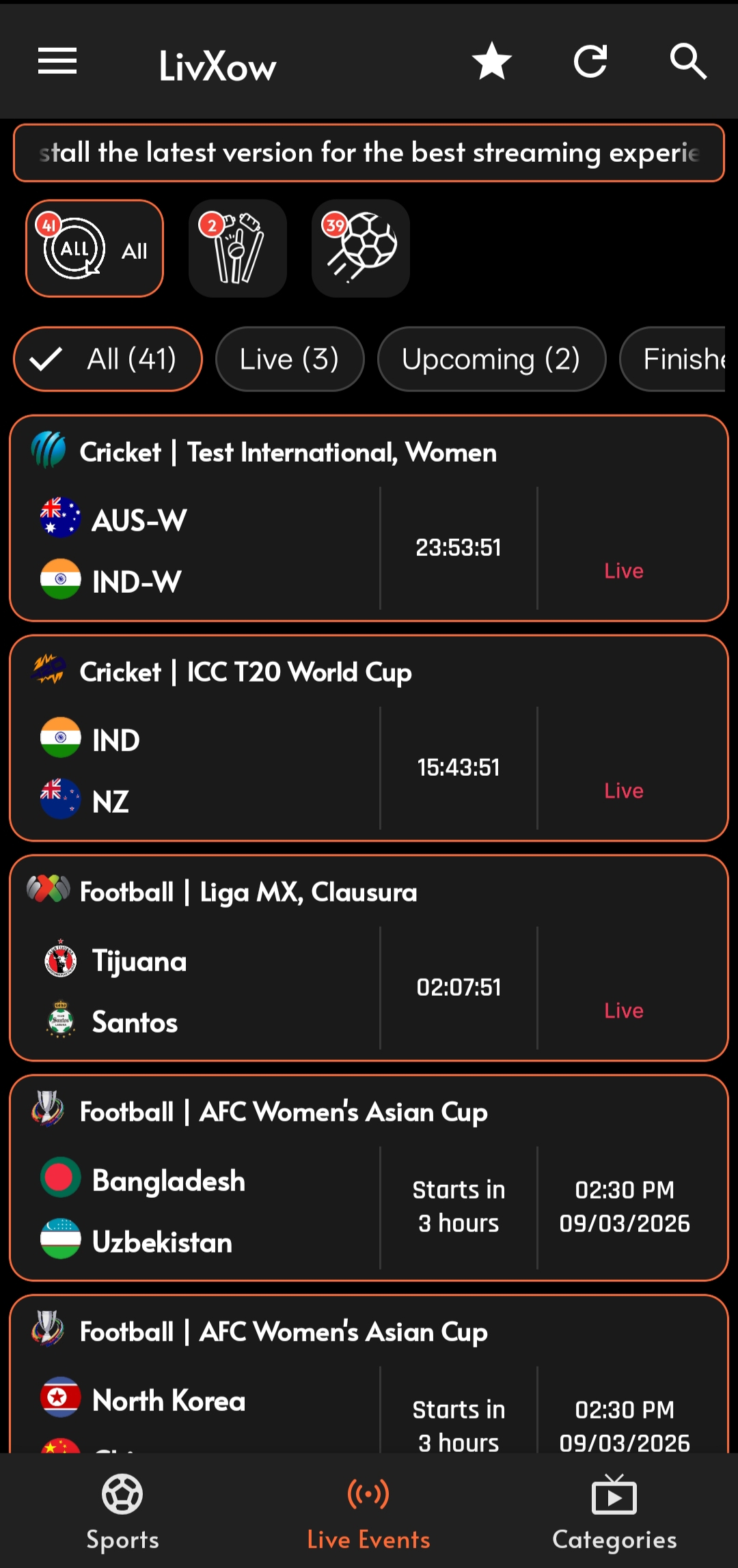 Live Sports Events