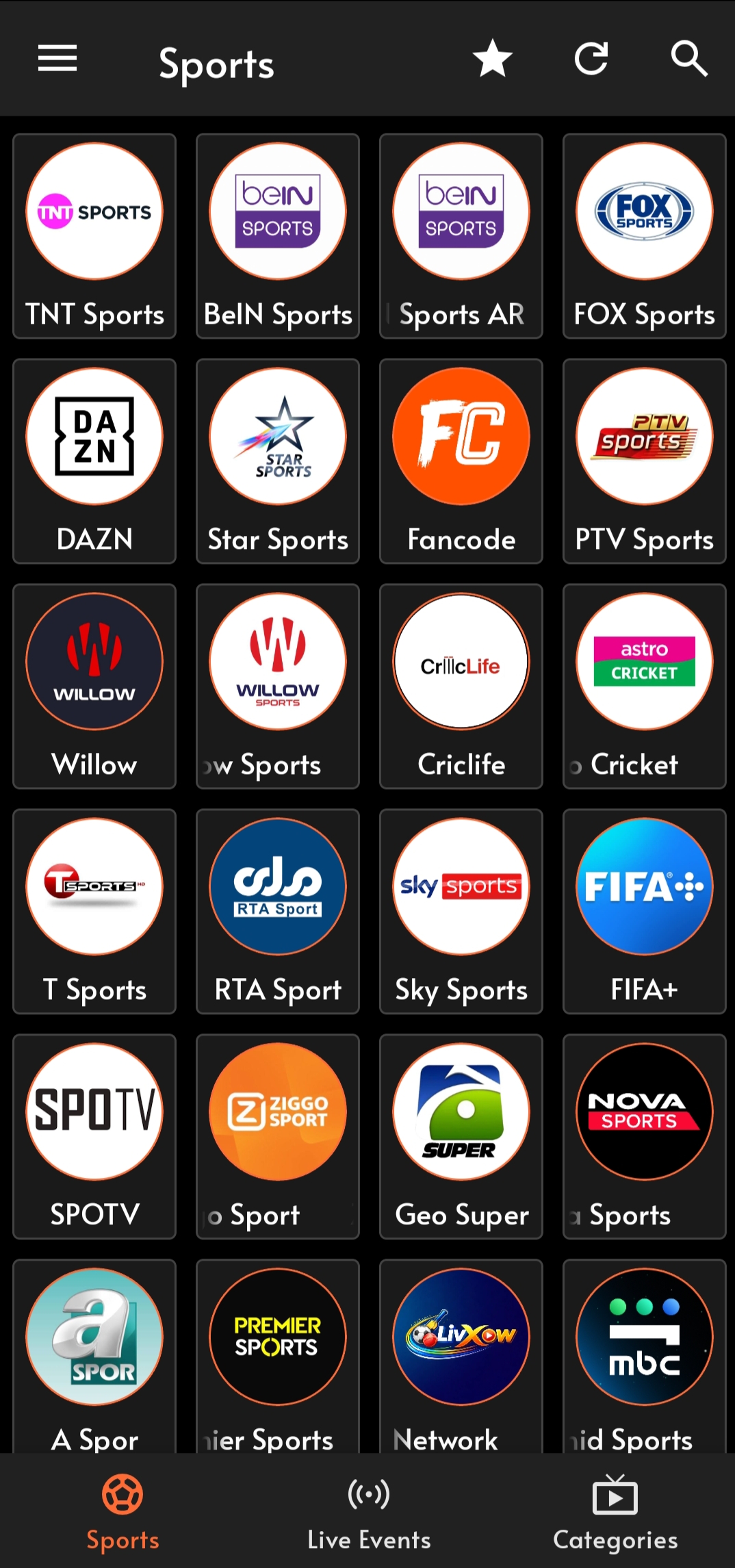 Sports Channels List